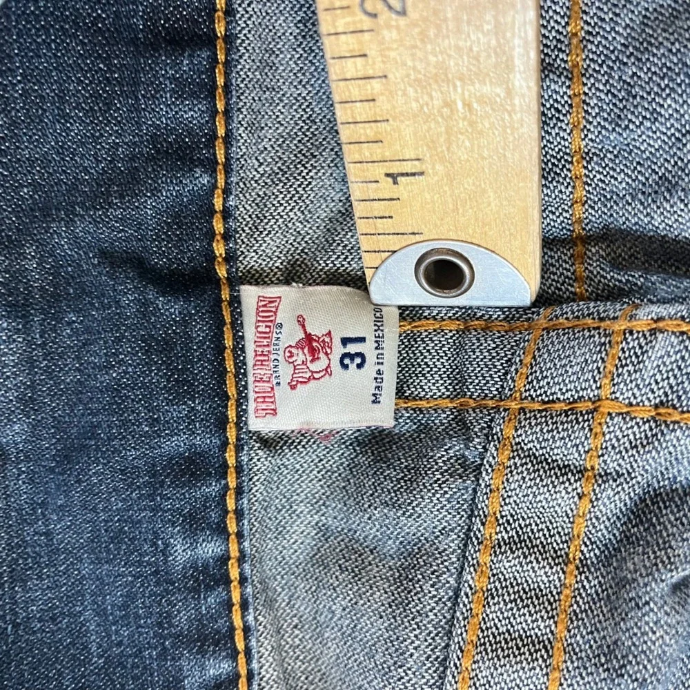 True Religion Cutoff Denim Shorts Mens 31 Blue Straight Raw Hem MNR859SY9 Casual